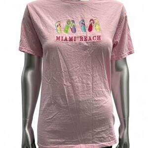 pink miami beach cotton t shirt